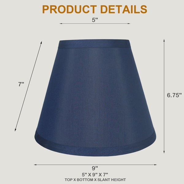 dimension image slide 2 of 3, Hardback Faux Silk Conical Lamp Shade, 5 inch Top, 9 inch Bottom, 7 inch Slant