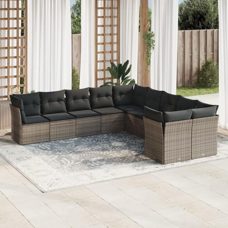 vidaXL Garden Sofa Set Grey PE rattan Standard Modular Garden Sofa Set - 24.4 x 24.4 x 27.2