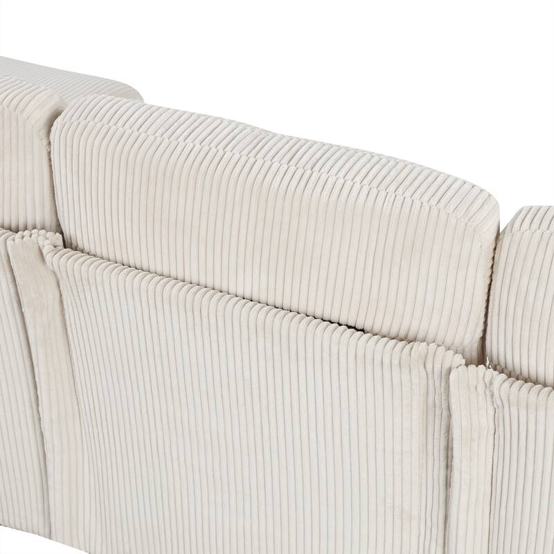 Beige 103'' U-Shaped 4-Seat Sectional Sofa with 2 Chaises, Solid Wood Legs, and Ample Space