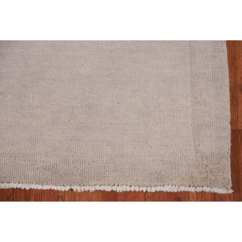 Hand Knotted Oriental 100% Wool Carpet Modern Solid Greys & Charcoal Gabbeh Runner Rug - 10' 0'' X 3' 0''