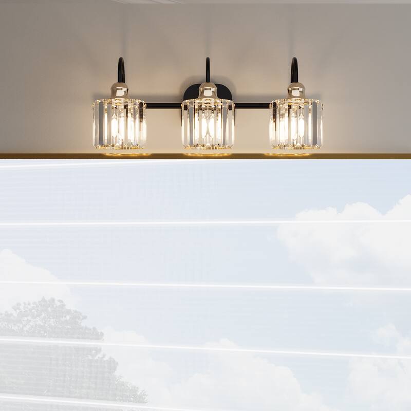 ExBrite Modern Rose Gold Dimmable Bathroom Crystal Vanity Lights
