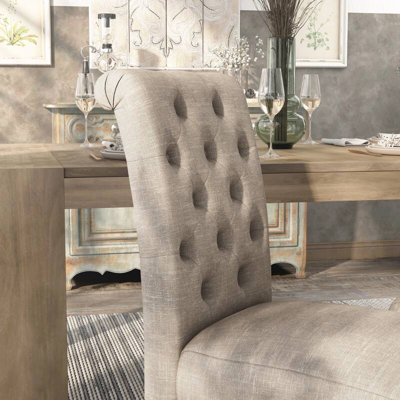 Copper Grove Chalwa Tufted Linen Fabric Dining Chairs (Set of 2)