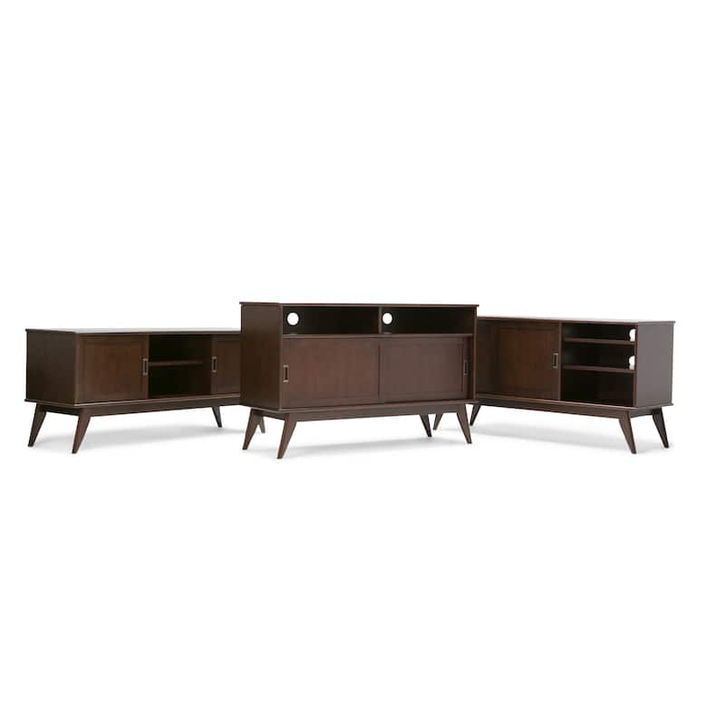 WYNDENHALL Tierney SOLID HARDWOOD 60 inch Wide Mid Century Modern TV Media Stand For TVs up to 65 inches - 60"w x 18"d x 26" h