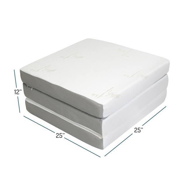 Milliard 4-inch Tri Folding Mattress (25"x 75") w/ removable cover