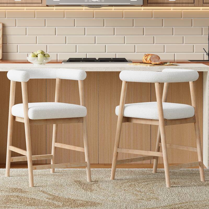 Christopher Knight Home - Modern Wooden Bar Stools with Back - Set of 2 - Natural