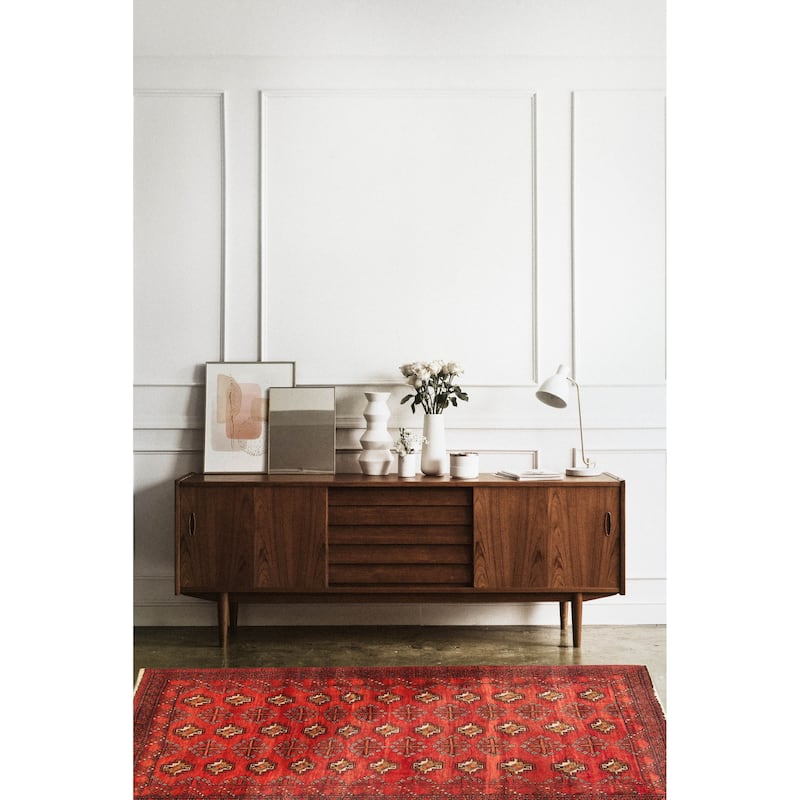 ECARPETGALLERY Hand-knotted Teimani Red Wool Rug - 3'3 x 6'3
