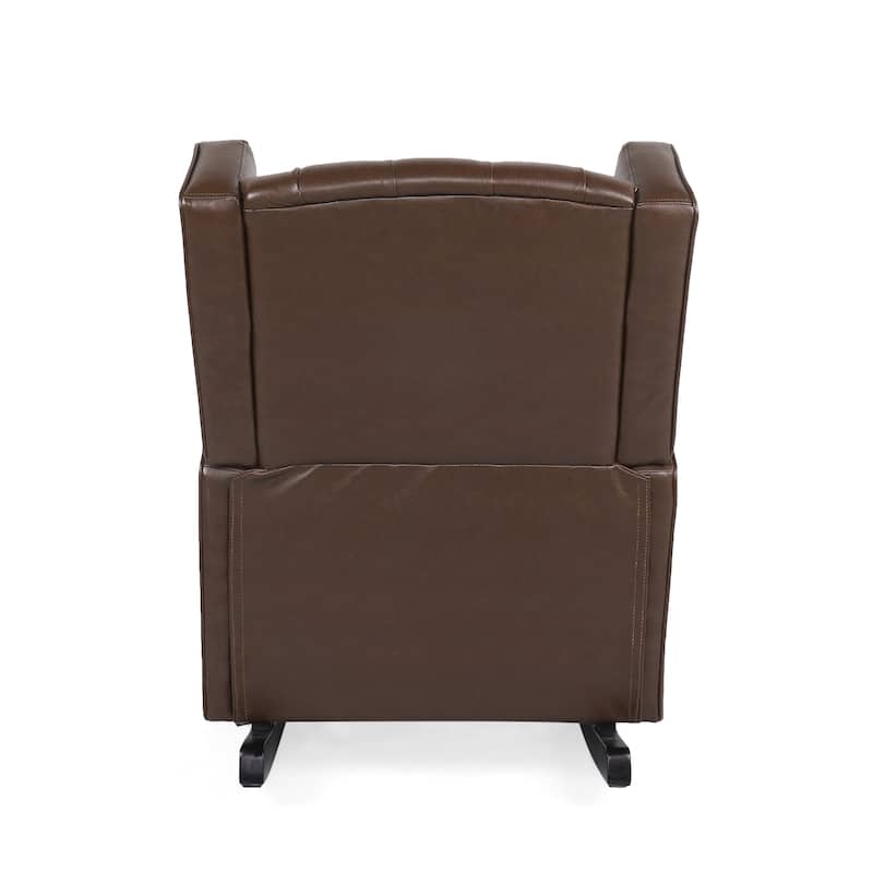 Modern 26.5" High Back PU Upholstered Button Tufted Rocking Chair with Wing Back for Living Room