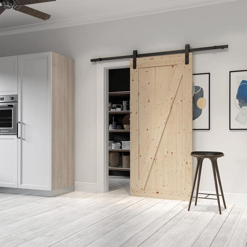 Farm Style Sliding Door, Unfinished with Sliding Door Hardware Kit