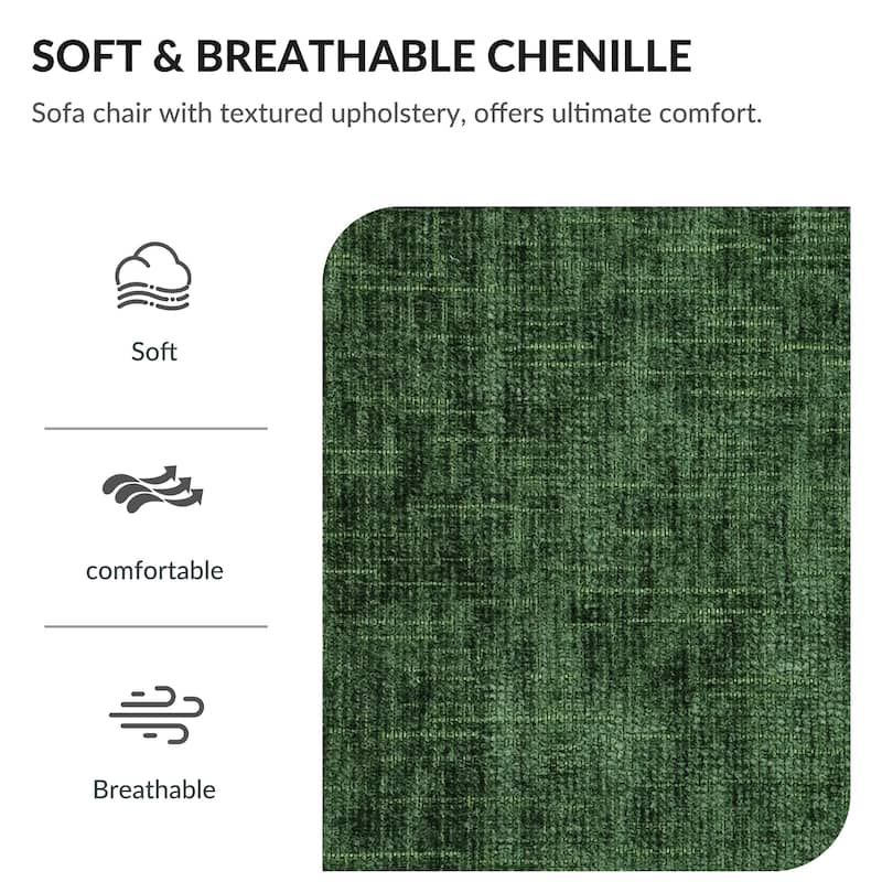 Chenille Oversized Accent Chair with Ottoman, USB Charging Ports and Convertible Sofa Bed Design
