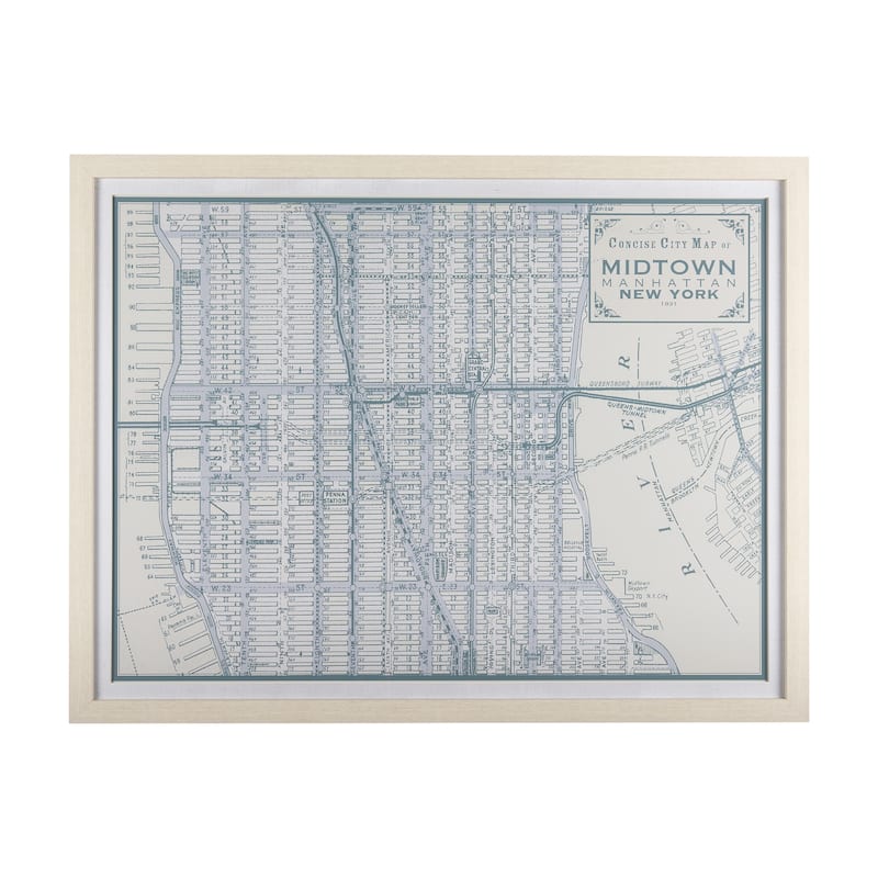 Manhattan Map I Framed Art Print