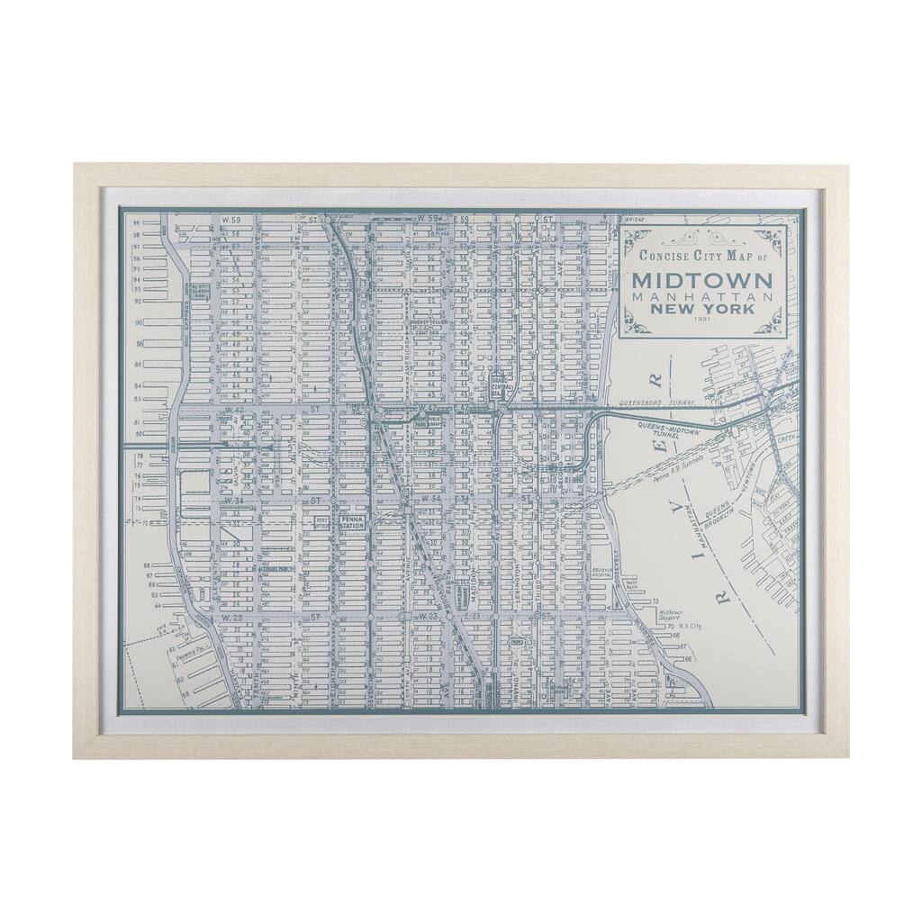 Manhattan Map I Framed Art Print