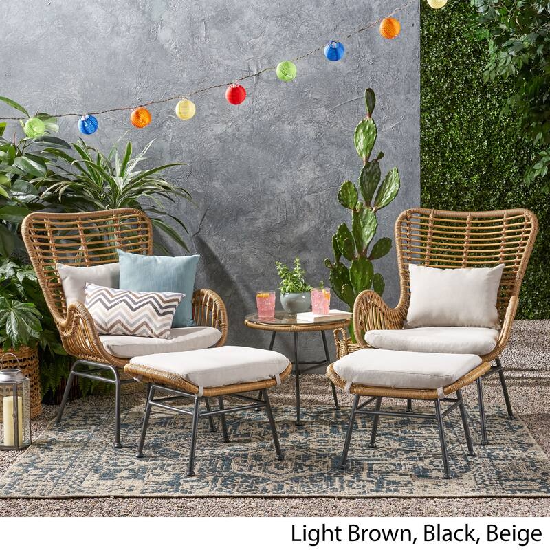 Montana Outdoor 5-piece Wicker Chat Set by Christopher Knight Home