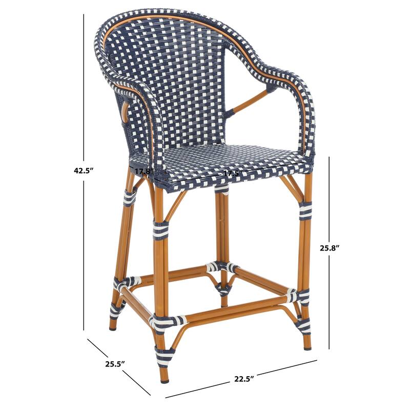 SAFAVIEH Charlize Outdoor Bistro 26-inch Counter Stool with Arms - 23Wx26Dx43H