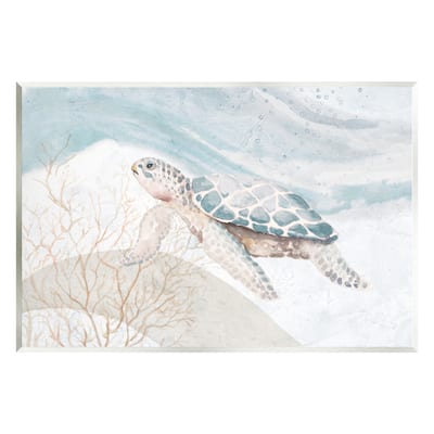 Stupell Pleasant Sea Turtle Drifting Ocean Bubble Waves Wood Wall Art, Design by Patricia Pinto