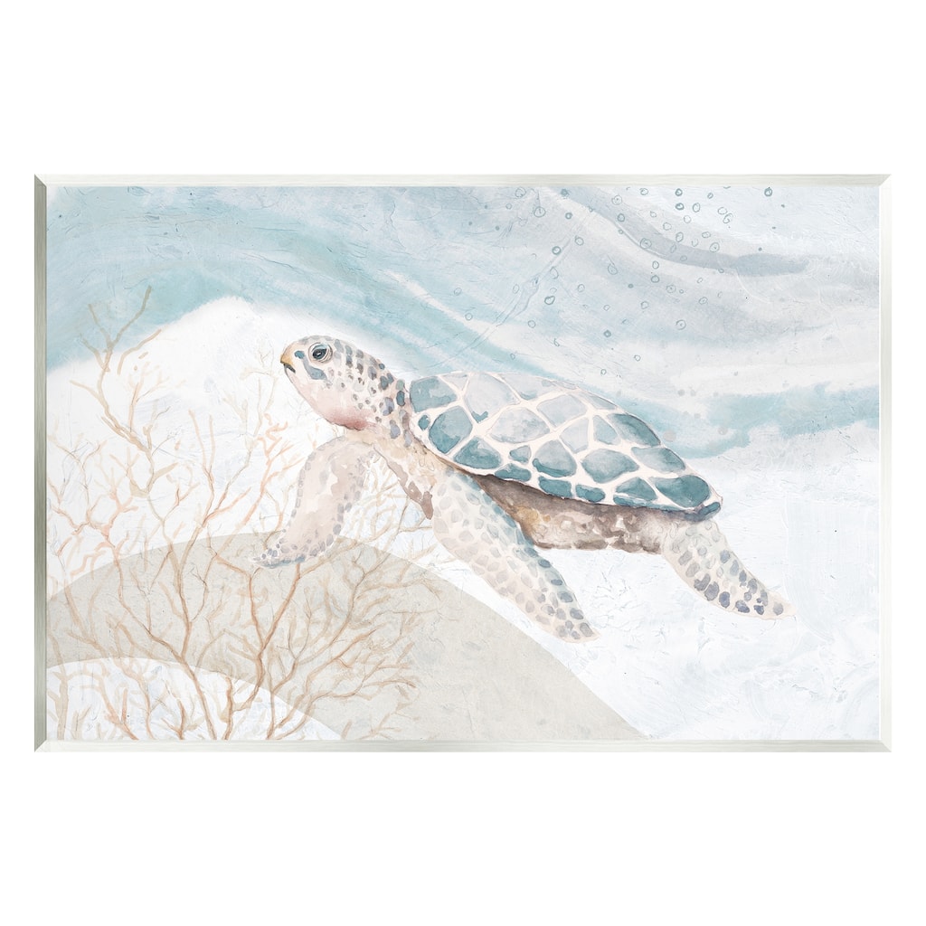 Stupell Pleasant Sea Turtle Drifting Ocean Bubble Waves Wood Wall Art, Design by Patricia Pinto