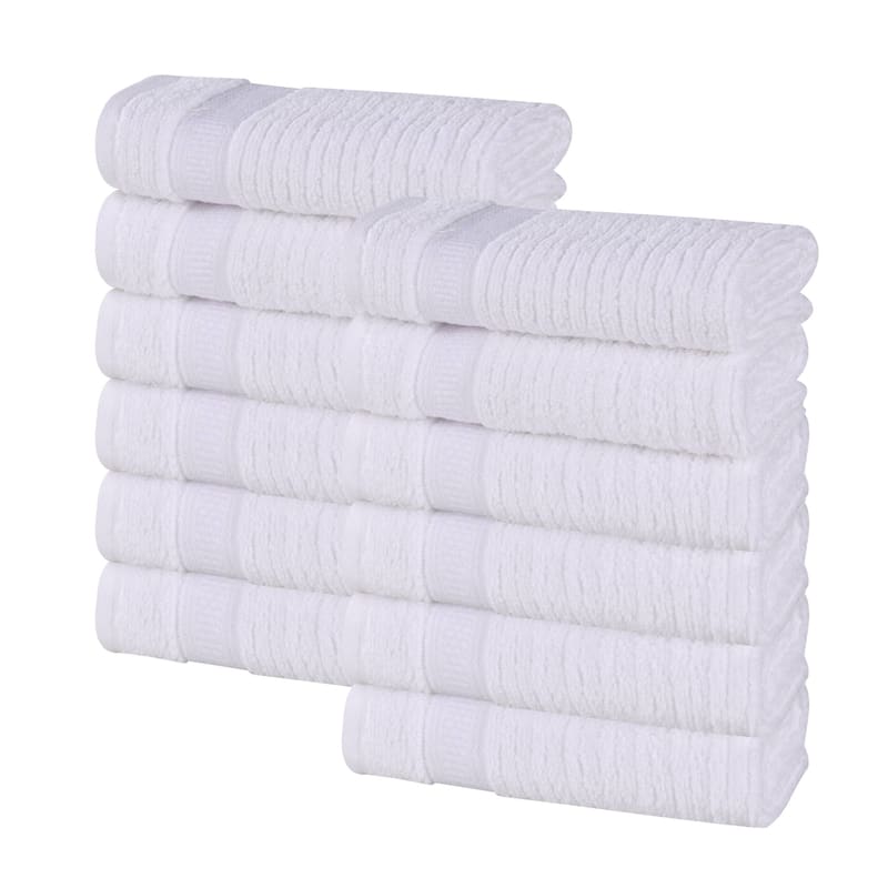 Superior Brea Zero Twist Cotton Ribbed Face Towel Washcloth Set of 12
