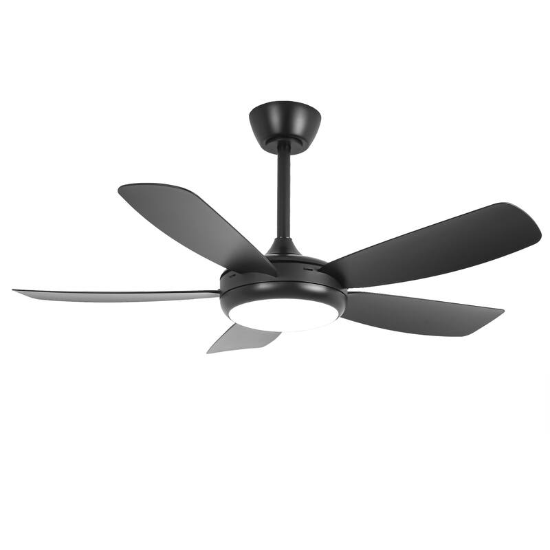 42" Modern Black Stepless Dimming LED Easy Installation 5-Blades Ceiling Fan with Light and Remote