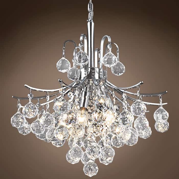 Contour 6 Light 16" Chrome Chandelier With Clear European Crystals - 20.00