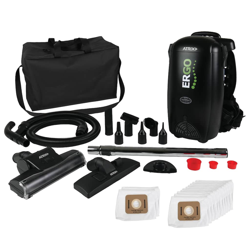 Atrix C8EVB Commercial 8-Qt Ergo Backpack Vacuum & Blower w/Multisurface Accessory Bundle