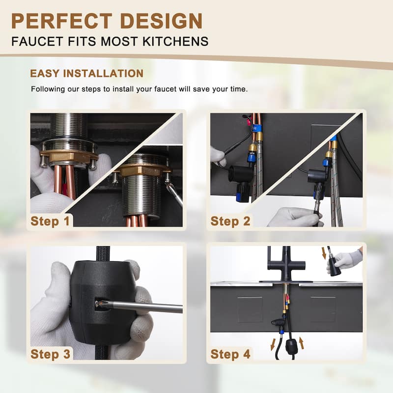 Single-Handle Pull-Out Sprayer Kitchen Faucet with Digital Display