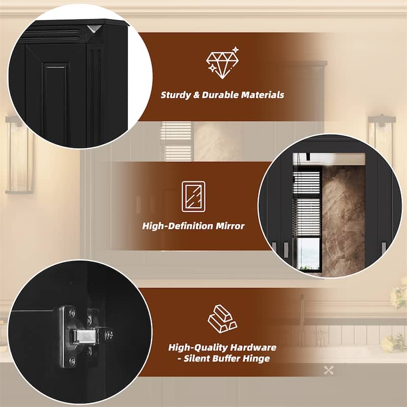 Bathroom Wall Cabinet with Mirror,Medicine Cabinet with 4 Shelves