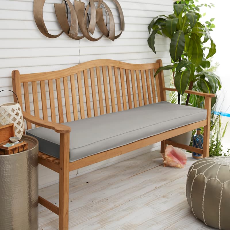 Grey Corded Indoor/ Outdoor Bench Cushion - 60 in x 19 in x 3 in