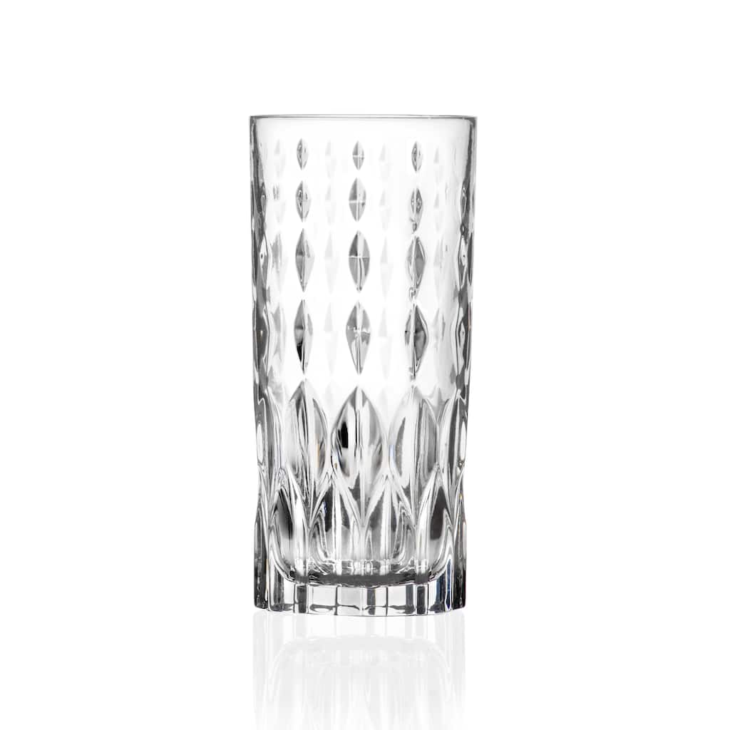 Set of 6 Crystal - Glass - Highball - Designed - 13 oz. - Made in Europe - by Majestic Gifts Inc.