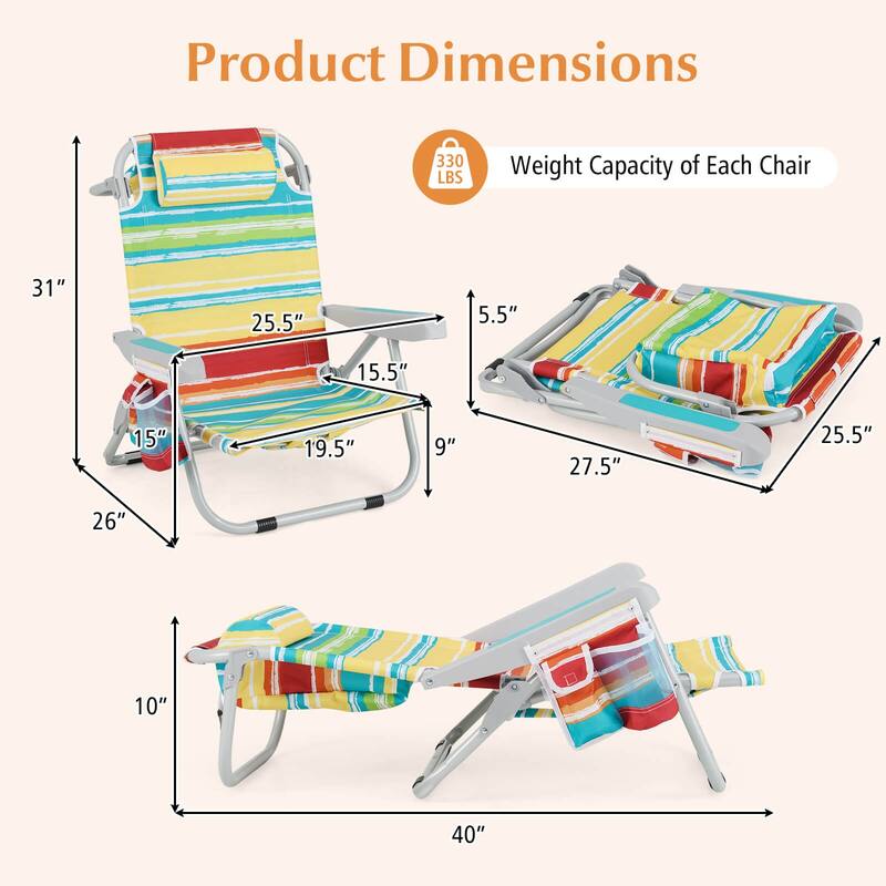 Goplus 1/2 PCS Folding Beach Chair for Adult Lightweight Aluminum
