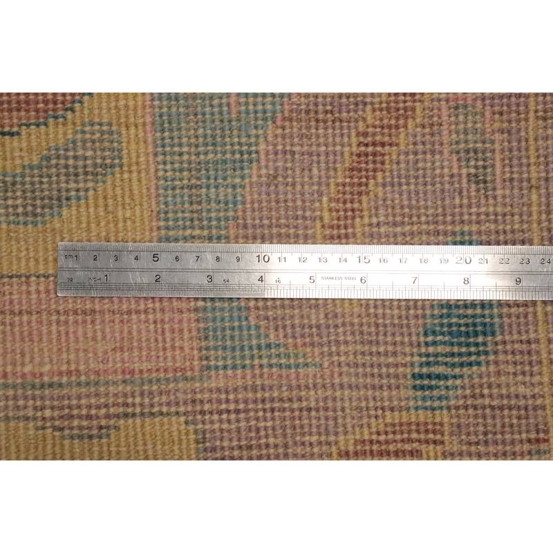 Hand Knotted Oriental 100% Wool Carpet Transitional Floral Navy Blue & Blues Oushak Area Rug - 17' 8'' X 12' 5''