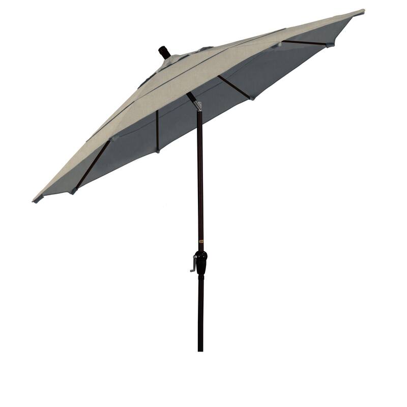 California Umbrella 11' Rd Sunset Series Patio Umbrella Bronze Aluminum Frame Crank Lift Auto Tilt Sunbrella