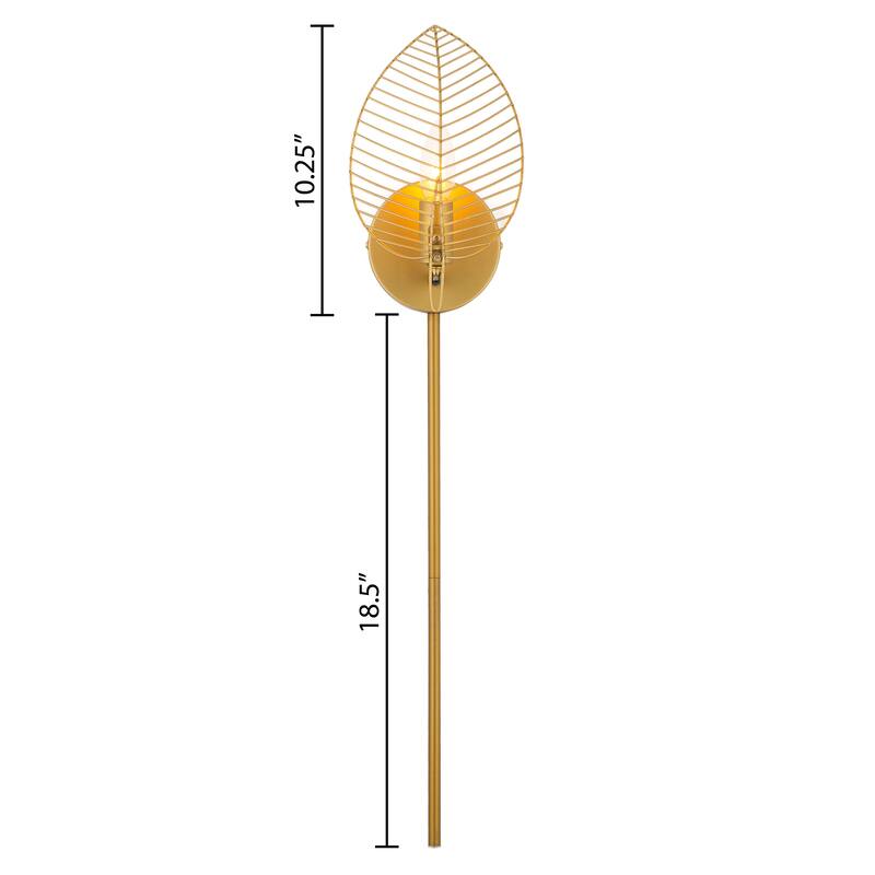 Jaida River of Goods Brushed Gold Metal Leaf Dome Shade Wall Sconce - 6" x 11.25" x 28.75"