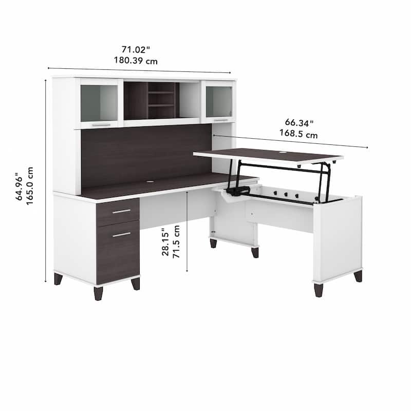 Bush Furniture Somerset 72W 3 Position Sit to Stand Desk