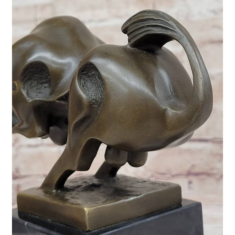 Abstract Modern Art Charging Bull Original Signed Bronze Statue Sculpture Desktop 8 Inches X 7 Inches