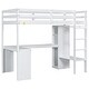 preview thumbnail 20 of 24, Wood Loft Bed Frame with Storage Shelves,1 Cabinet and 2 Drawers,L-shaped Desk,Full Size