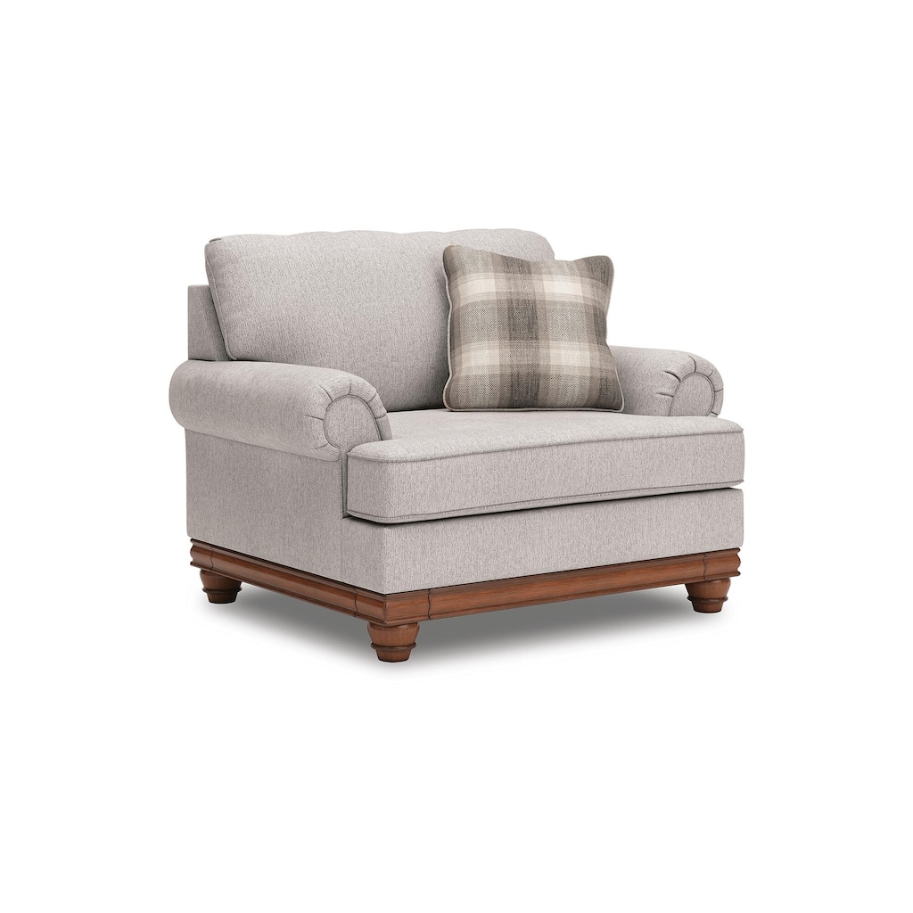 Signature Design by Ashley Meadowview Light Gray/Brown Oversized Chair - 53"W x 40"D x 41"H