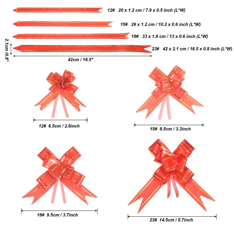 140Pcs 3.3inch Pull Bows Ribbon Gift Wrapping Pull Bow Heart Pattern 7 Colors - Multicolor
