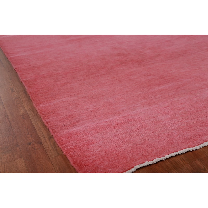 Hand Knotted Oriental 100% Wool Carpet Modern Solid Coral Gabbeh Area Rug - 12' 1'' X 9' 3''