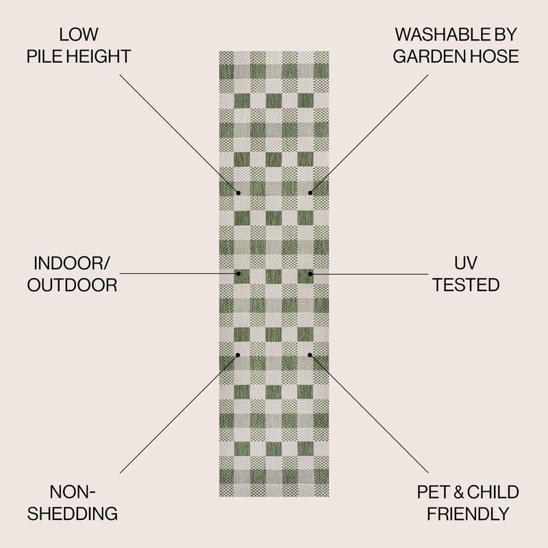 JONATHAN Y Biot Traditional Geometric Bold Gingham Black/Cream Indoor/Outdoor Area Rug