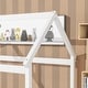 preview thumbnail 5 of 7, Twin Size Pine Wood House Bed Frame with Guardrails & Slats, White