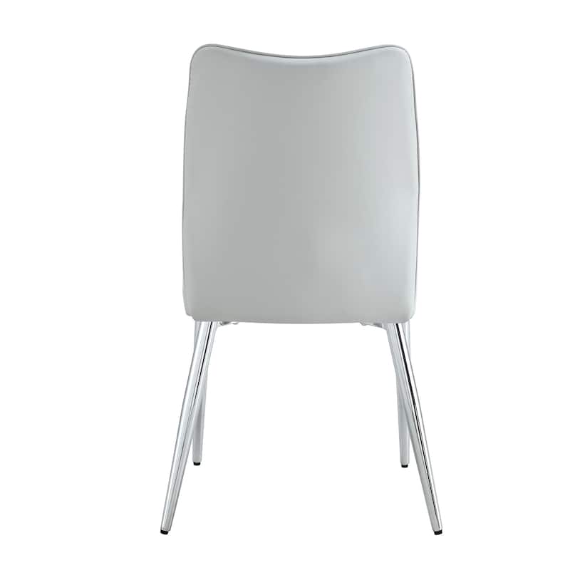 Set of 4 Medieval Modern PU Dining Chair,with soft cushion and metal legs(silver/golden)