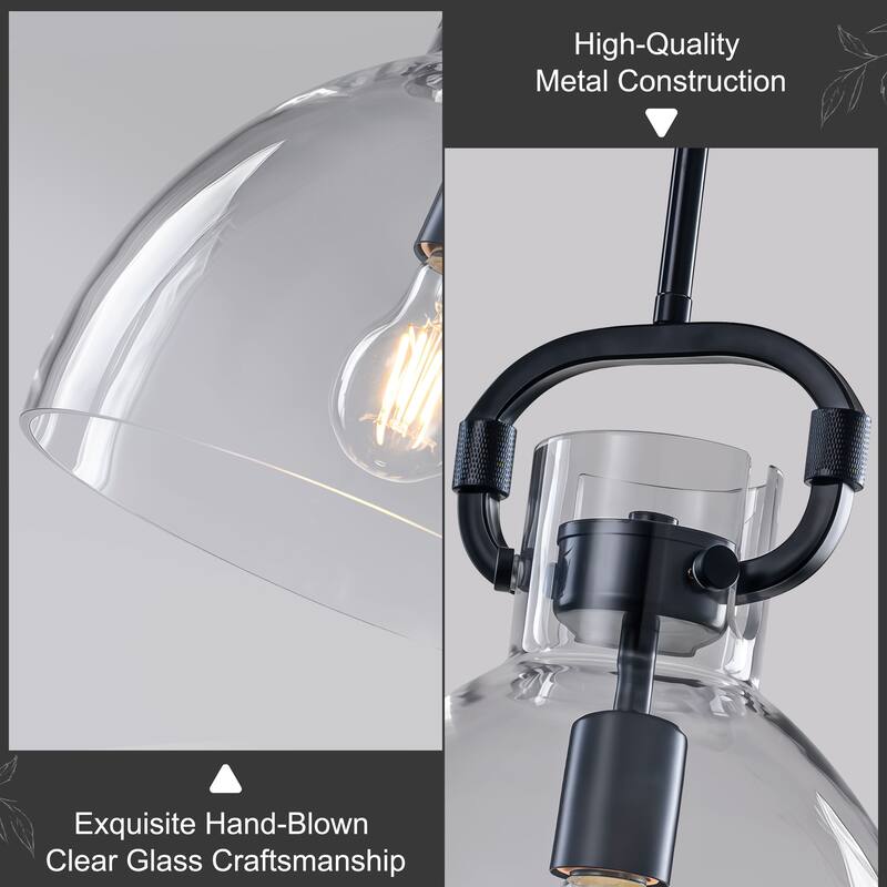 Starsky 1-Light Industrial Pendant With Glass Shade