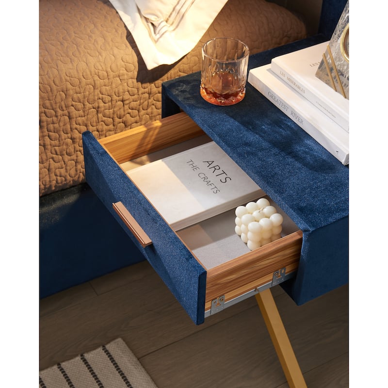 Queen Size Velvet Upholstered Bed Frame with Wingback Headboard, Wooden Slats, No Box Spring Needed