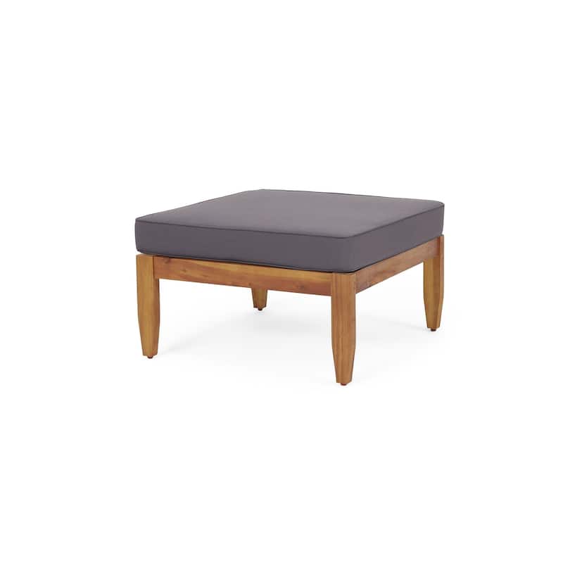 3-Piece Wood Patio Conversation Set with Gray Cushions