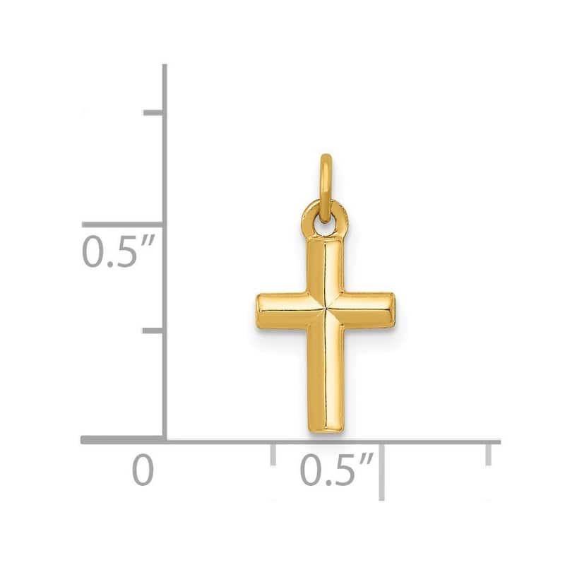 Curata 14k Yellow Gold Polished Very Small Cross Necklace - 8x13.5mm