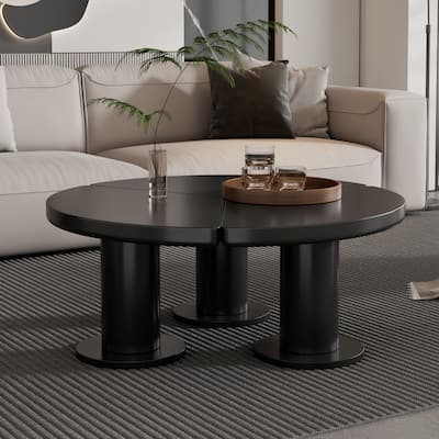 Roomfitters Modern Petal-Shaped Coffee Table, Minimalist Round End Table with 3 Sturdy Legs and Smooth Edges for Living Room