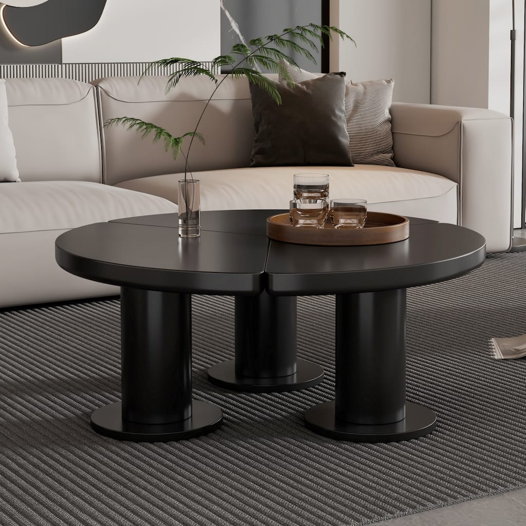 Roomfitters Modern Petal-Shaped Coffee Table, Minimalist Round End Table with 3 Sturdy Legs and Smooth Edges for Living Room