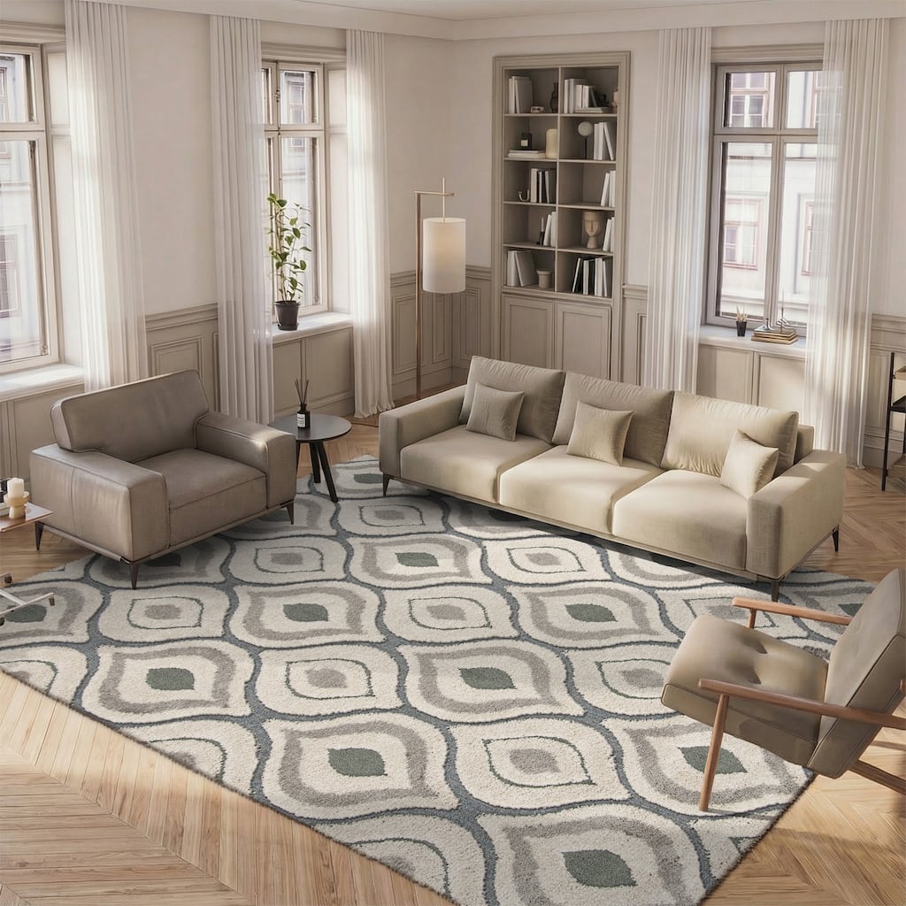 SAFAVIEH, Florida Shag Lulzime Geometric 1.2-inch Thick Rug