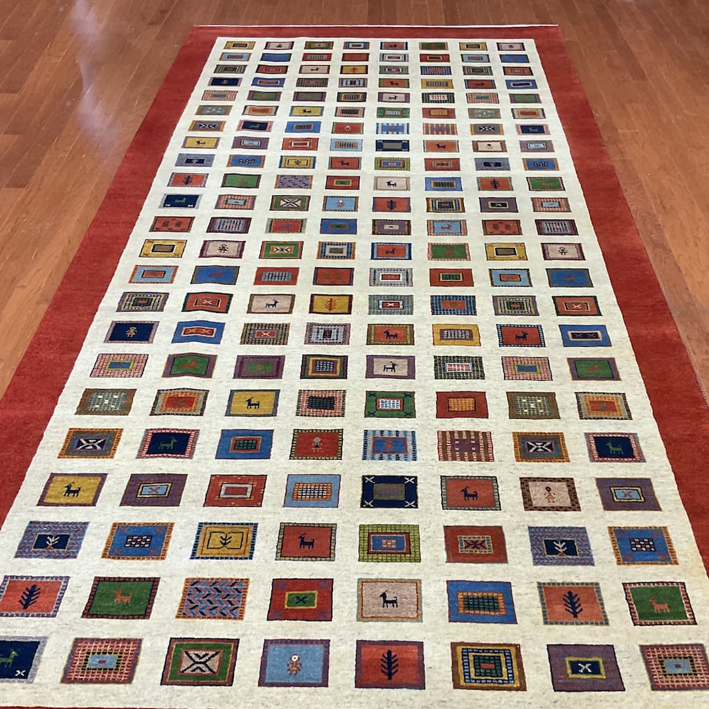 HERAT ORIENTAL Handmade 5'10 x 12' Gabbeh Panel Design Wool Runner - 5'10" x 12'