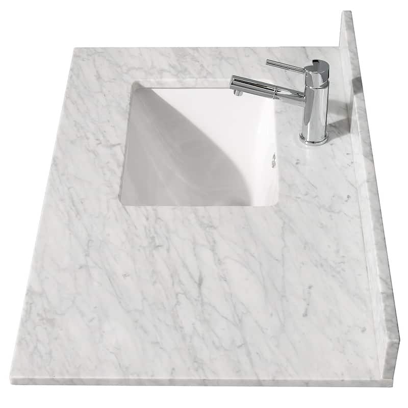 Wyndham Collection WCVVCB136STOPUNS-NAT 36" Marble Vanity Top with - White Carrara Marble - Painted