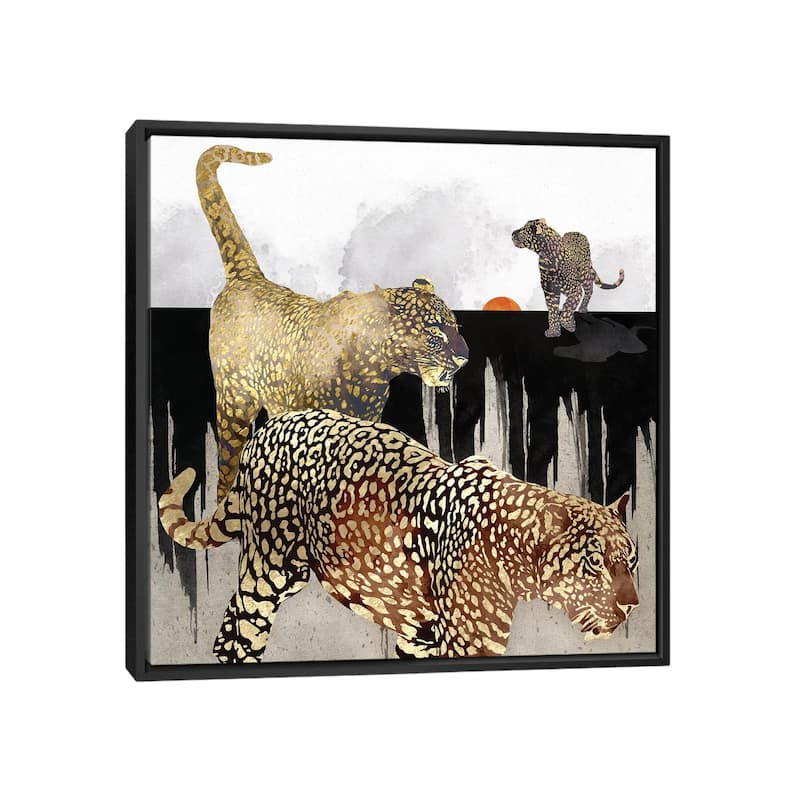iCanvas "Minimal Leopards" by SpaceFrog Designs Framed Canvas Print - Black - 37x37